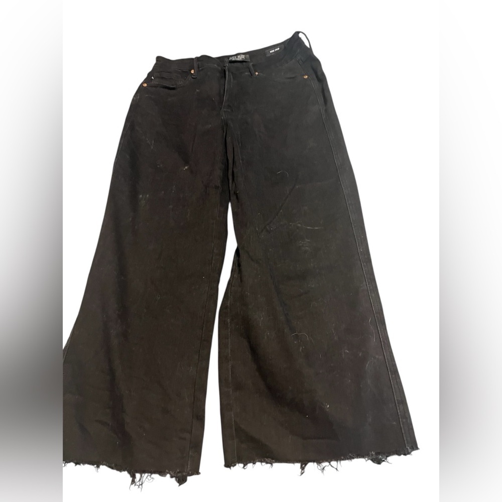 Judy Blue Black Wide-Leg Frayed Jeans 15/32
